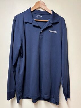 Penn State University Men’s Embroidered Long Sleeve Polo Shirt Navy Blue XL